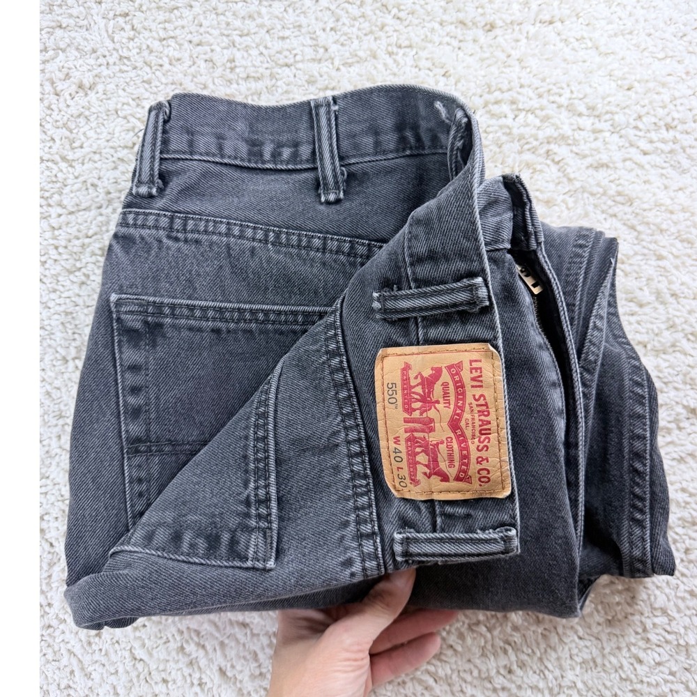 Levi's 550 Relaxed Fit Jeans Men 40x30 Charcoal Black Tapered Denim Pants